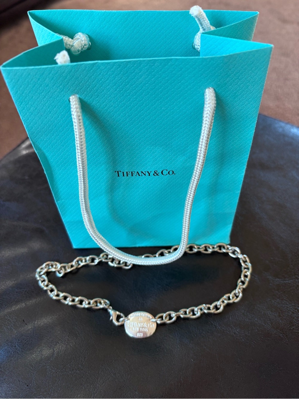 Tiffany & Co. Sterling Silver Oval Necklace Choker - 16 inch